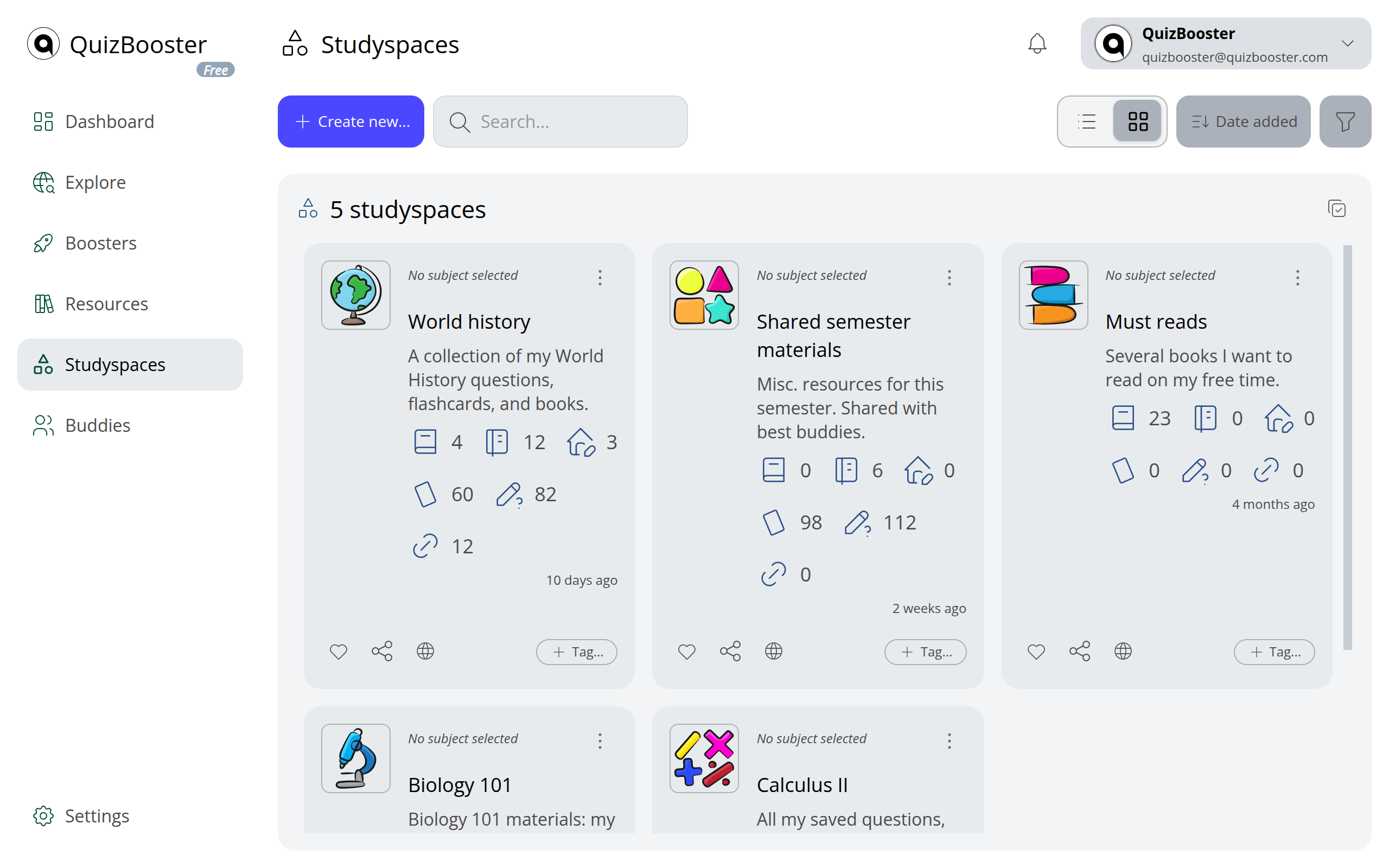 QuizBooster Studyspaces Workspace (Light & Dark)