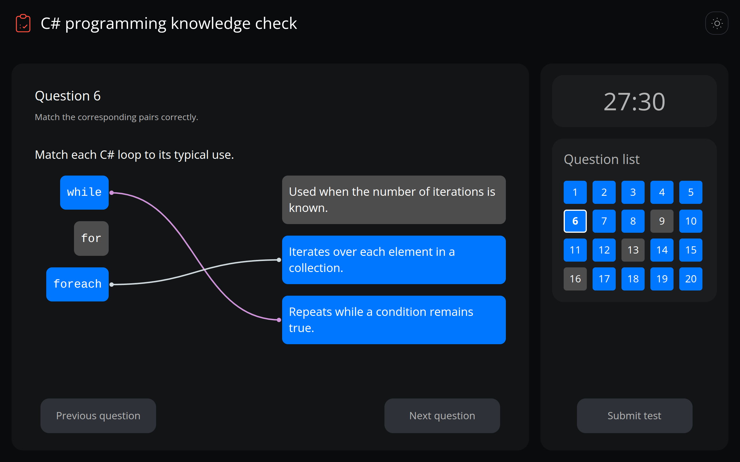QuizBooster Custom Practice Tests Builder (Dark Theme)